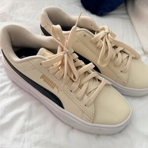 Puma Beige and Black Athletic Shoes